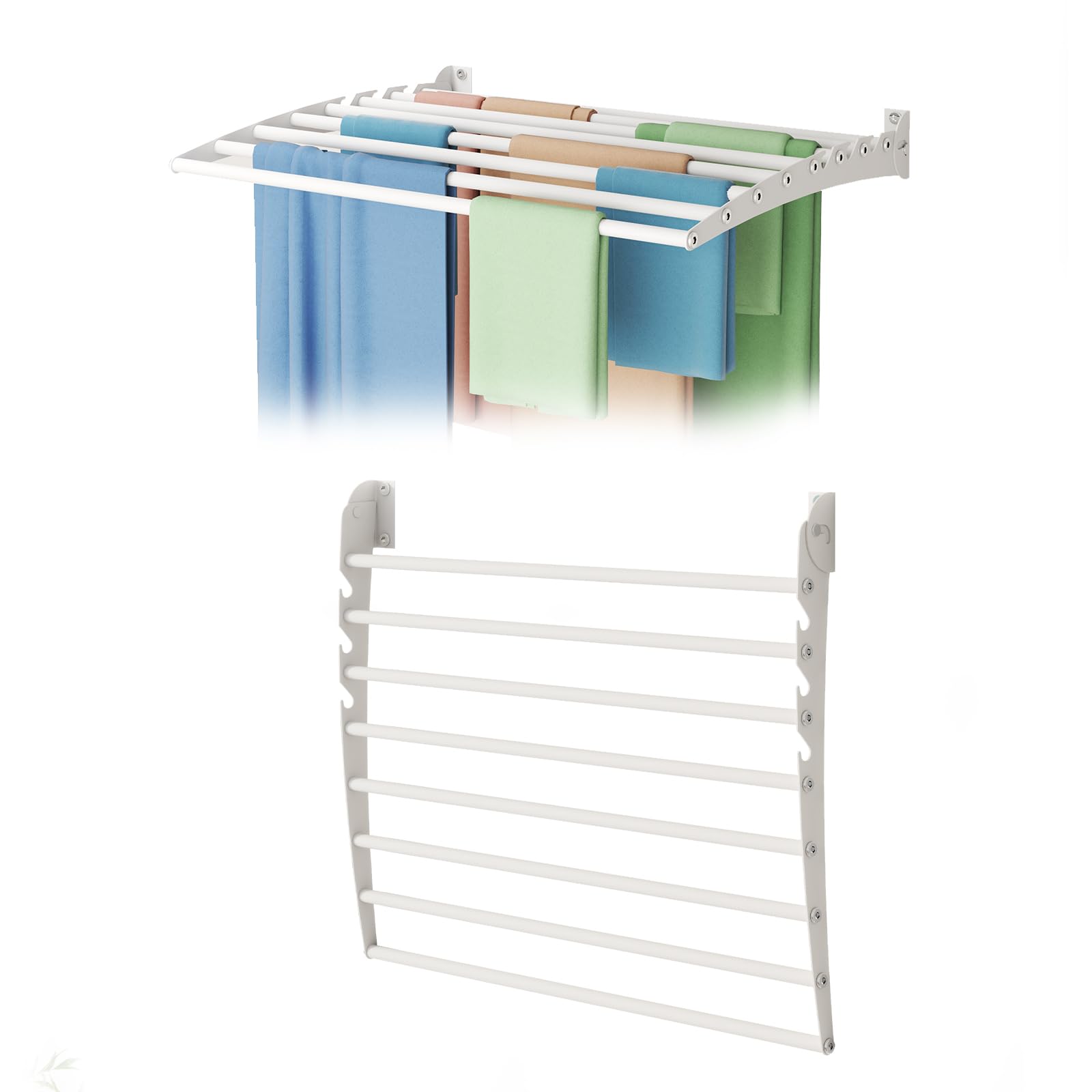Innotic Etendoir Linge Mural Pliable, Séchoir à Linge Gain de Place, Métal Sèche Linge pour Interieur et Extérieur, Balcon, Salle de Bain, 8 Barres de 60 cm