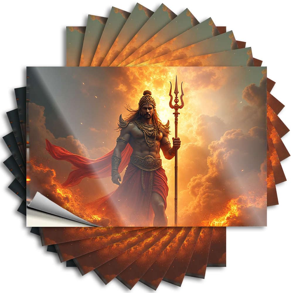 Fzfn Colour Home Bar Accessories Hard Quote | A Warrior With A Trident Stands Amidst Fiery Clouds Badass Durable Vinyl Sticker Easy Apply For Exterior(12X18cm)