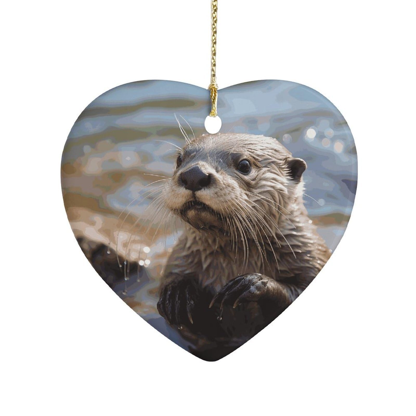 Fekiloot Style Otter Playing In The Water Ceramic Ornament Home Decor Keepsake