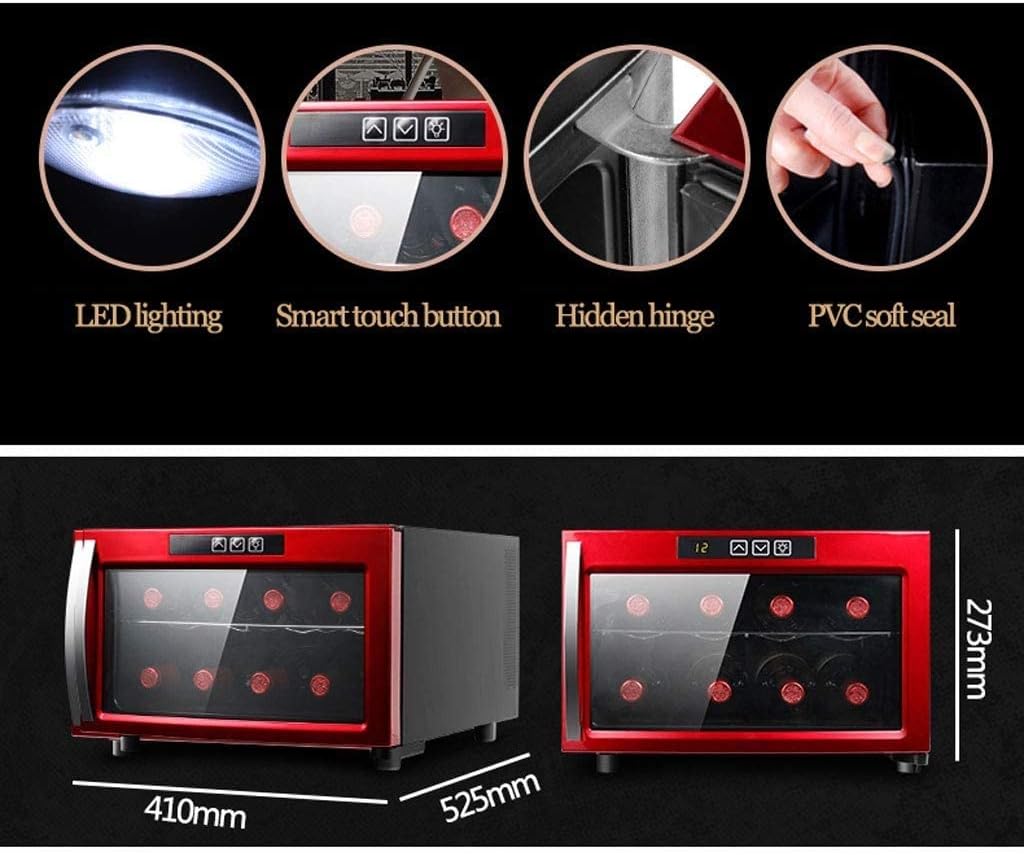 8 Bottle Mini Wine Cooler Chiller, Counter Top Thermoelectric Wine Cellar Refrigerator, Touch Temperature Control Quiet Operation Fridge Double Insulated Glass