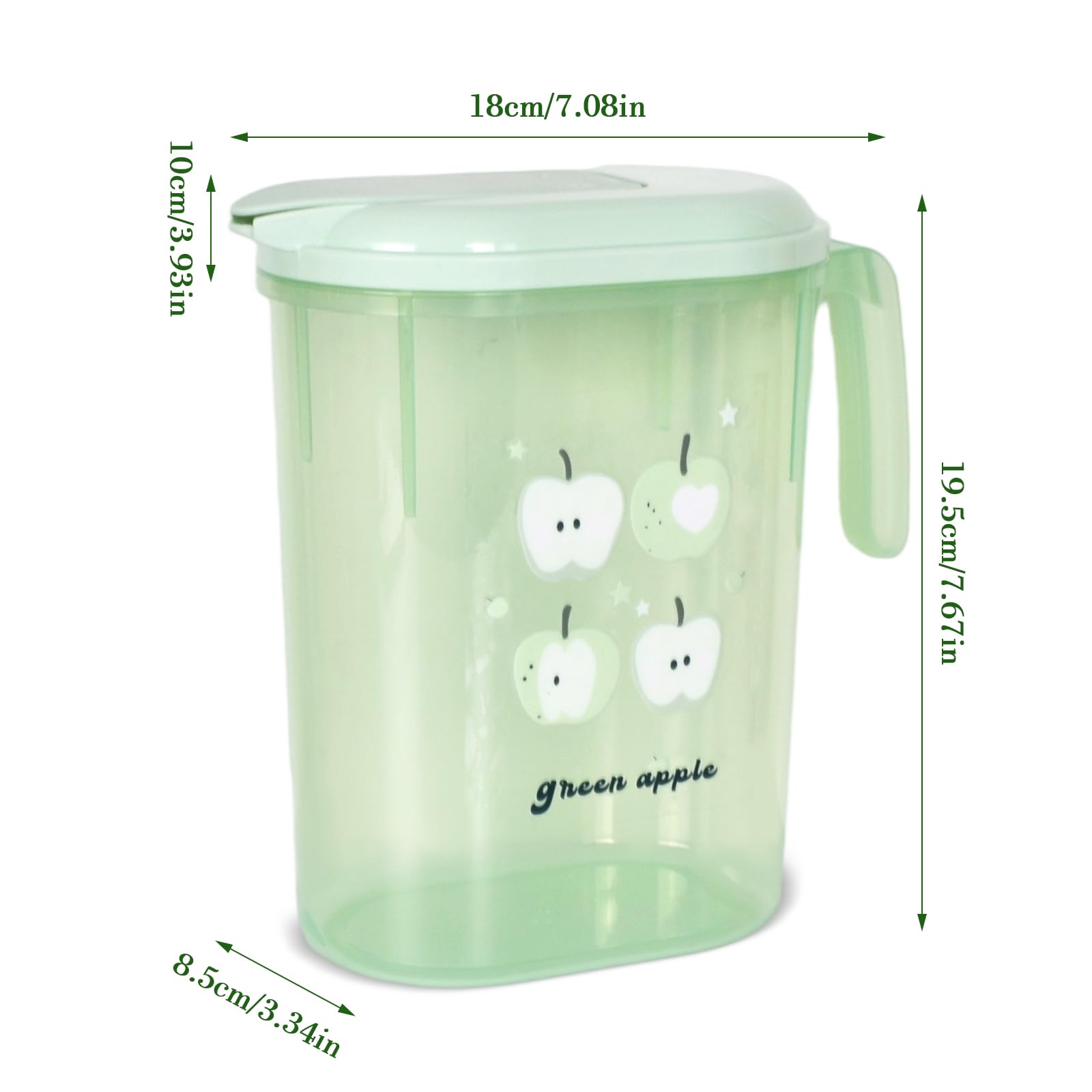 1.8L Leakproof Plastic Water Jug, with Push to Open Lid, Fridge Door Water Pitcher, Wide Mouth, for Iced Tea Homemade Juice - Image 2