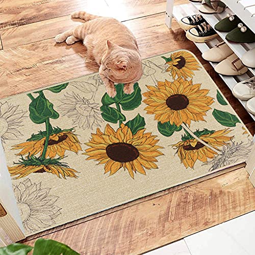 Chichic Fall Door Mat Outdoor Indoor Welcome Mats For Front Door Home Entrance Porch Fall Outdoor Decorations Fall Door Decor Pumpkin Decor Thanksgiving Mat, Non Slip 17 X 29.5 Inch, Sunflower #TOP7