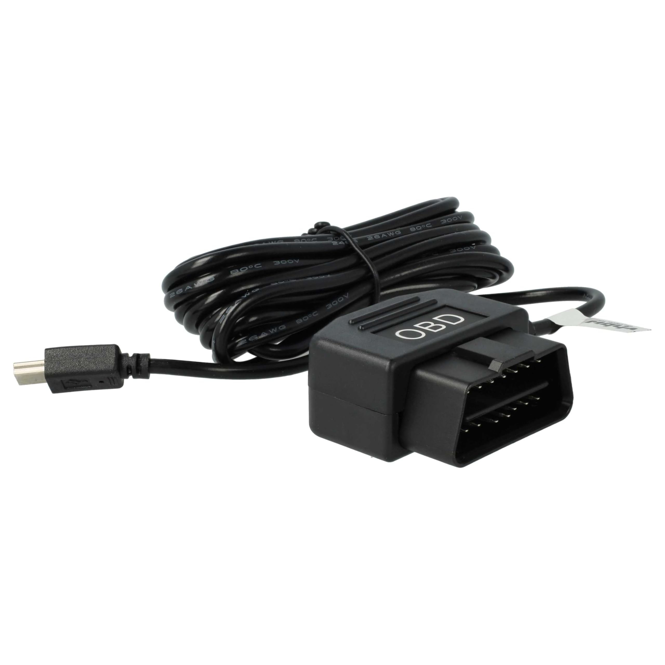 MEIRIYFA Cavo di alimentazione OBD per fotocamera Dash, OBD OBD2 a Micro USB, cavo di ricarica con 24 ore di monitoraggio/modalità ACC, protezione a bassa tensione, 12-36 V a 5 V 3