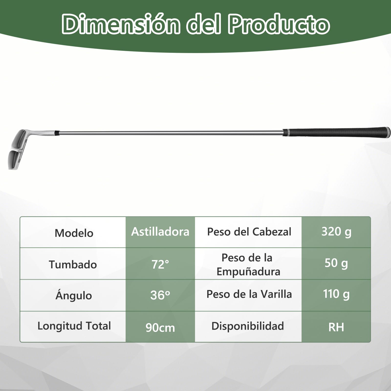 GYMAX Cuña de Lanzamiento y Astillado 36° Cabeza de Acero Inoxidable para Diestros