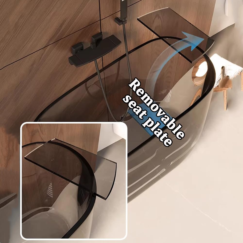 Vasca da Bagno in Resina Trasparente Colorata, Vasca Extra Profonda per Piccole Case, Centro Benessere Ovale Freestanding, con Scarico Pop-Up, Realizzata Artigianalmente,B l90cm