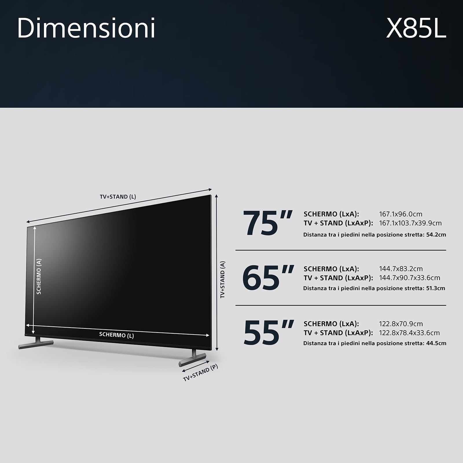 Sony BRAVIA KD-75X85L, Full Array LED, 4K HDR, Google TV, ECO PACK, BRAVIA CORE, Seamless Edge Design, Grigio Scuro