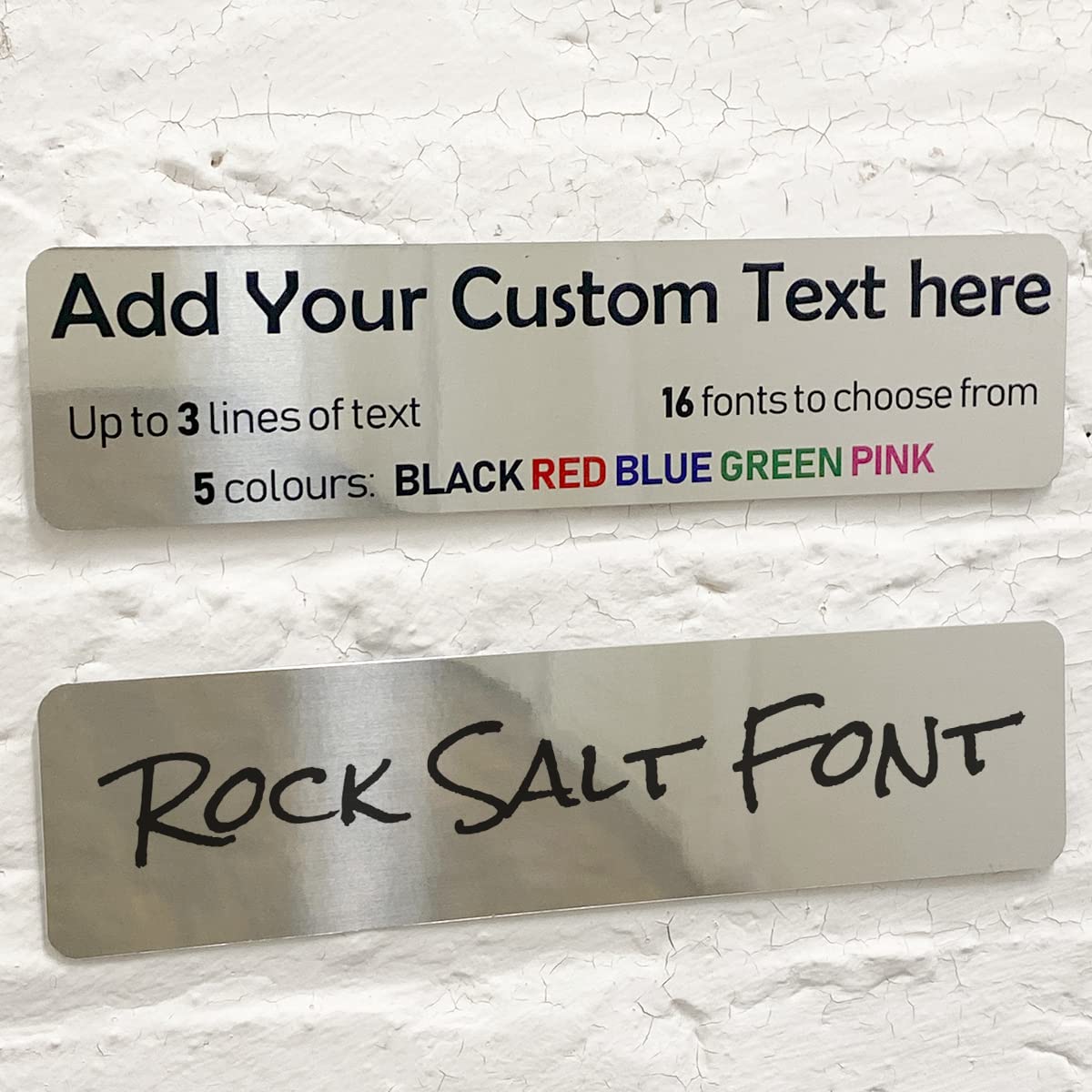 Personalised Aluminium Metal Mirror Plaque Bespoke Sign Childs Bedroom Door Add Own Text - in Rocksalt Font (20 x 5 cm, 7.8 x 2 inches)