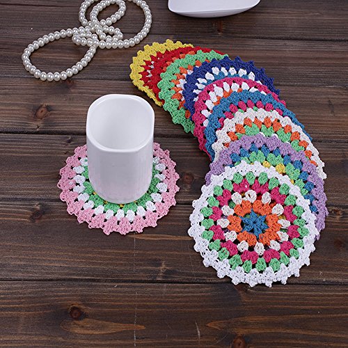 Bar Coaster, Ambielly Coasters For Drinks Cup Coaster Handmade Vintage Ethnic Floral Coasters - Tabletop Protection For Any Table Type, Wood, Glass, Stone Tables,10 Pcs/Set,4.7"/12Cm (Hand Coaster) #TOP5