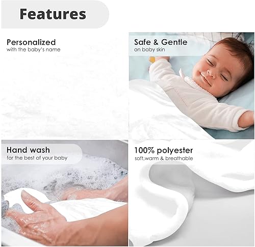 Miniatura 6 de Manta de bebé personalizada  Manta personalizada de oso de peluche suave con lazo rosa luna  Baby Shower bebé niño, manta para cama de bebé,