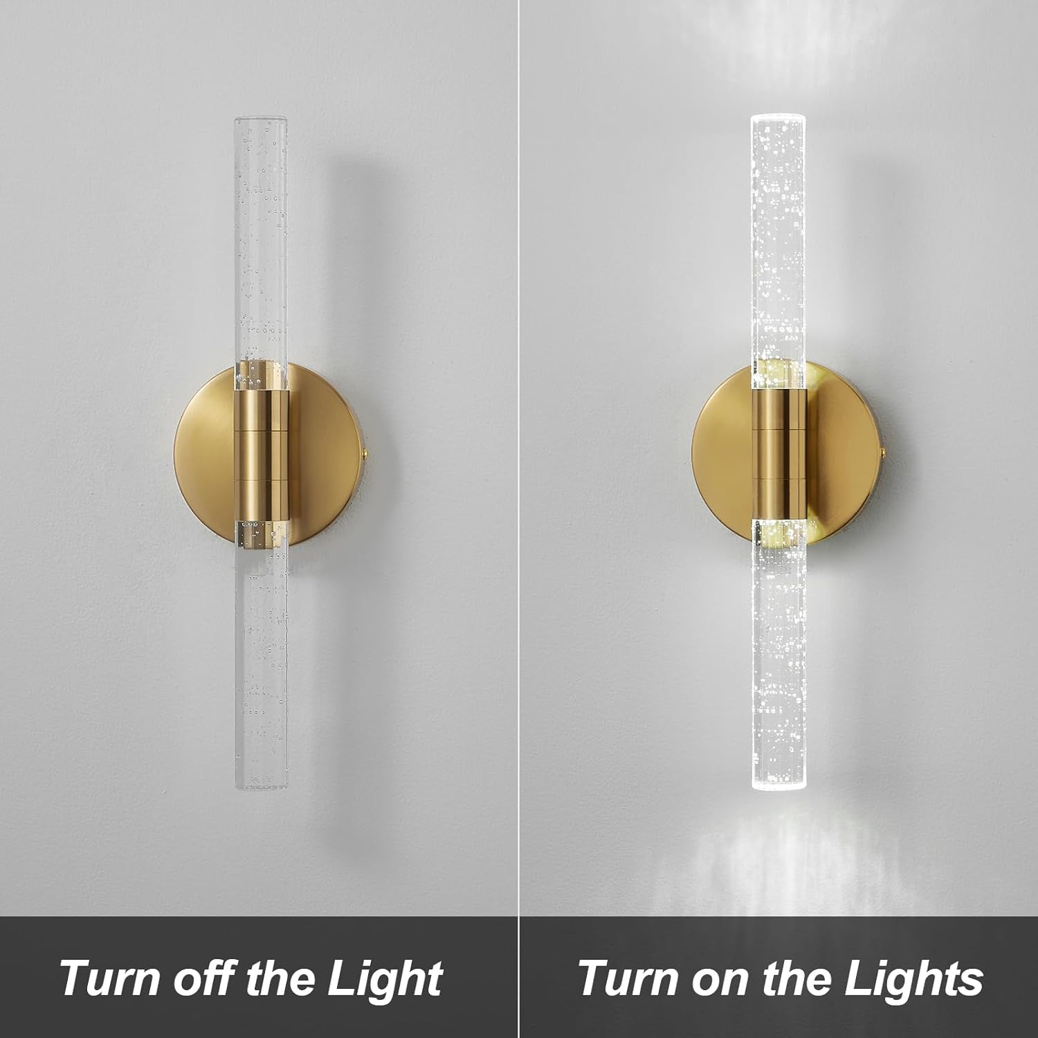 Wall Sconce Set of Two Modern LED Sconces Wall Lighting Gold Wall Sconce 8W 6000K Bathroom Light in Aluminum Bubble Crystal Wall Mounted Sconce Indoor for Bathroom Bedroom Living Room Hallway