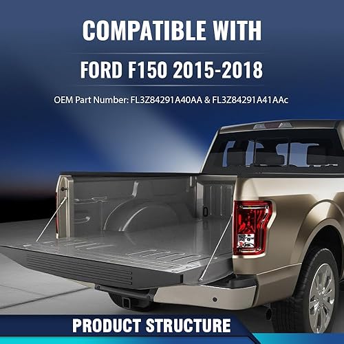 Vista 2 de PIT66 Tapa de moldura para portón trasero, compatible con Ford F-150 2015-2020 Protector de moldeo (no compatible con Flex Step), parte superior