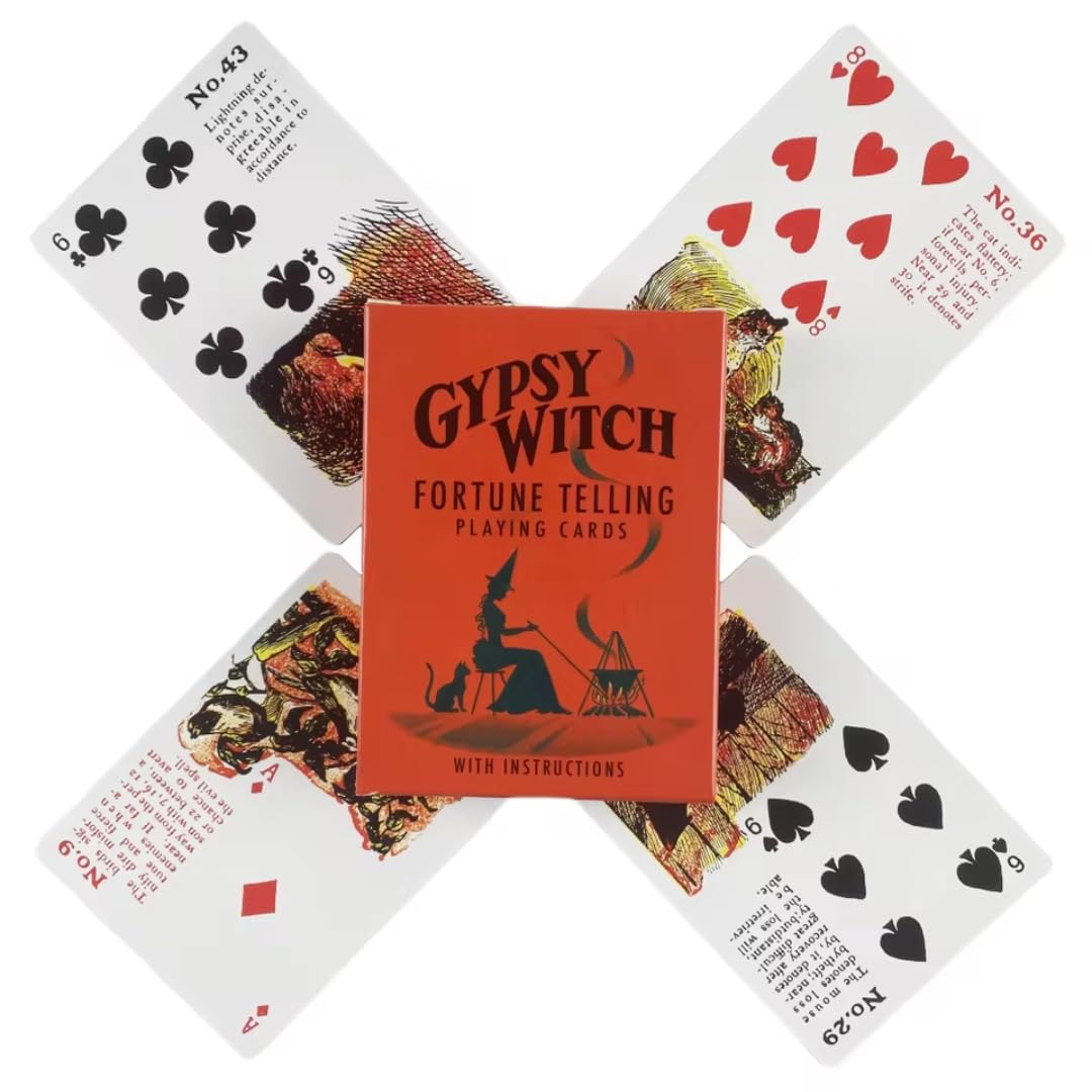 Gypsy Witch Fortune Telling Playing Cards with Instructions, Vintage Style Deck
