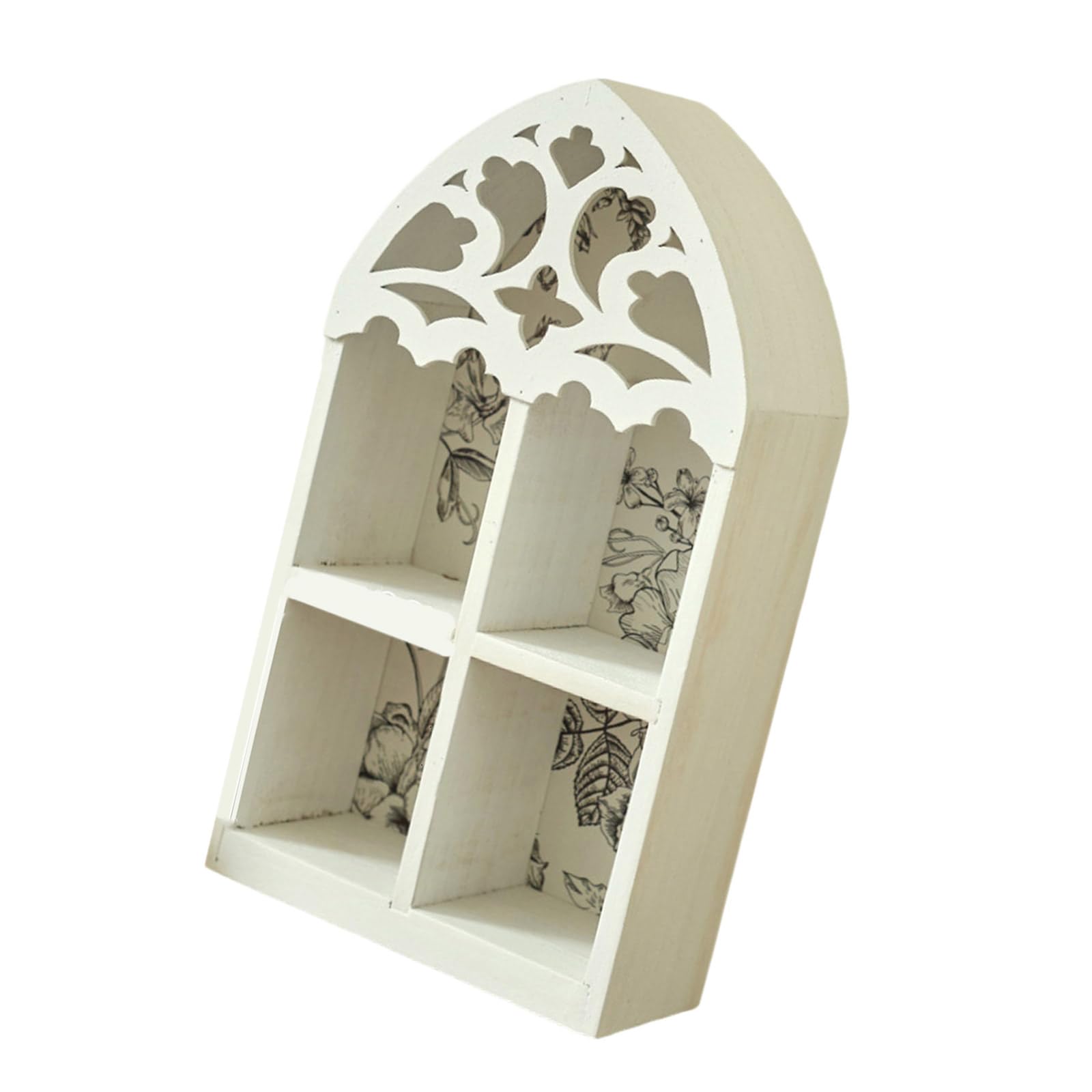 HGENAHGTF French Quatrefoils Floating Shelf with Intricate Carvings MultiTier Wall Mounted Home Decoration Unique Gift Wood Multilayer Wall Shelf