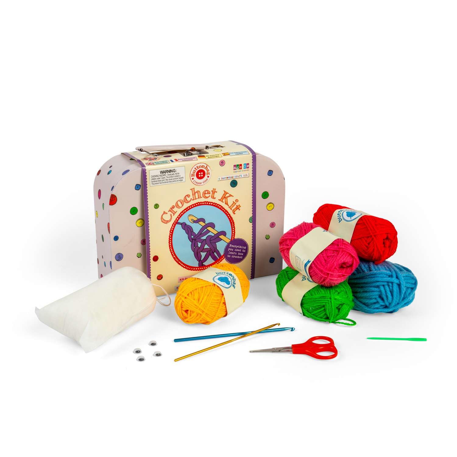 Buttonbag - Learn to Crochet Kit for Kids - Craft Kit - Multi