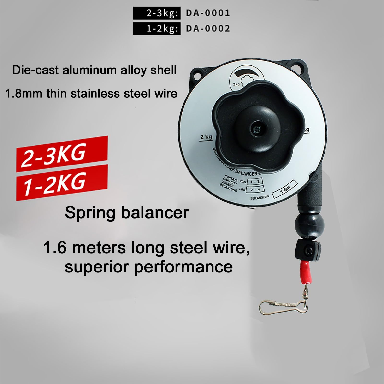 Bilanciatore a Molla, Gru di bilanciamento a Molla Automatica con Cavo da 160 Cm per Fabbrica e Officina, Tirante a Molla autobloccante Retrattile, Shel Eccellente (Size : 2-3kg)