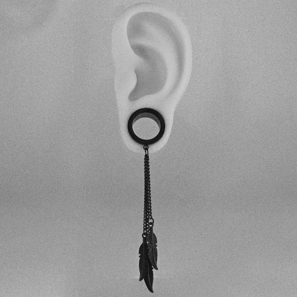 Vankula Wiszące tunele do uszu rozciągacze na ciało podwójne rozkloszowane zatyczki mierniki z frędzlami piercing uszu ze stali nierdzewnej 6 mm do 19 mm