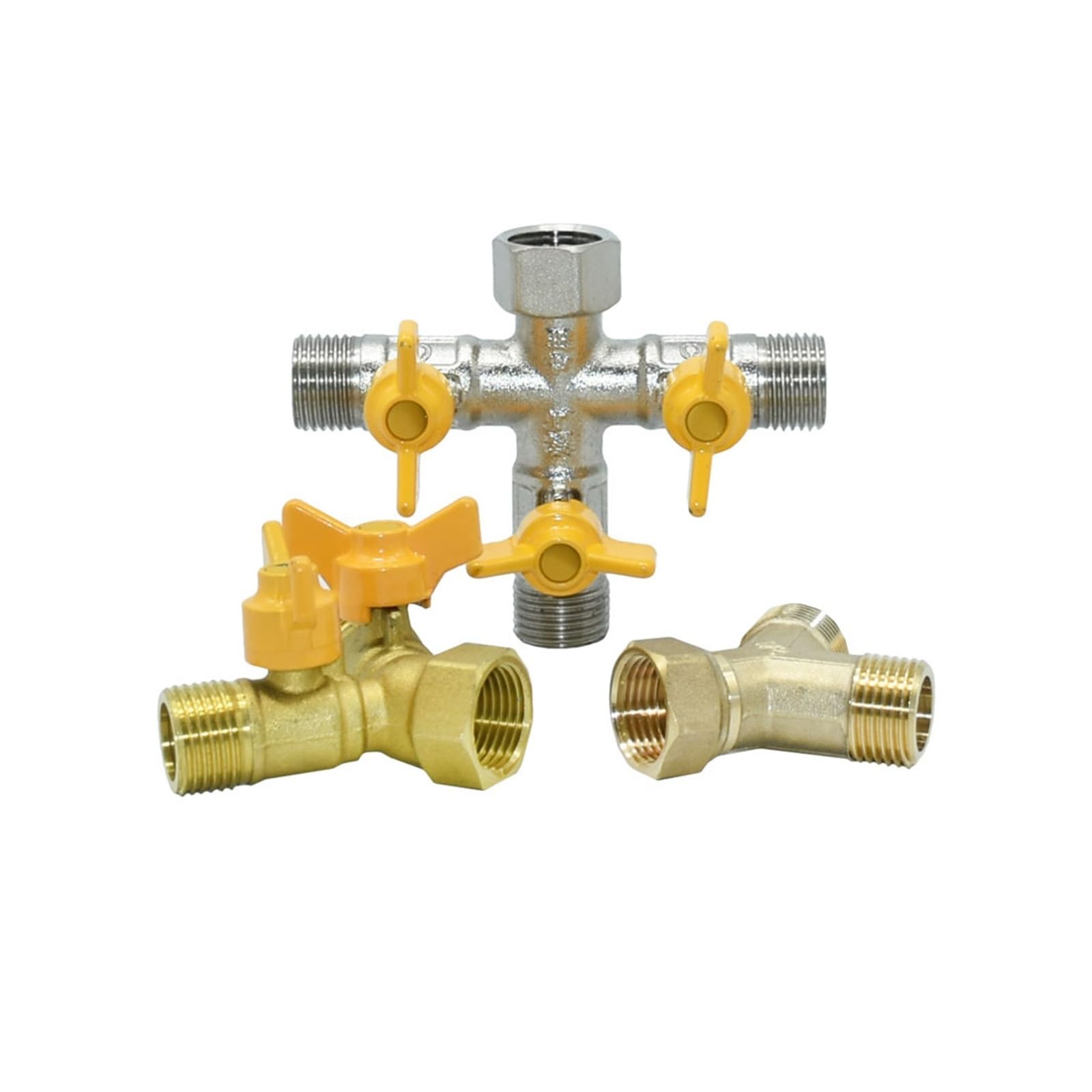 Distributore per tubo da giardino Splitter connettore filettato maschio femmina 1/2" in ottone a 2/3 vie