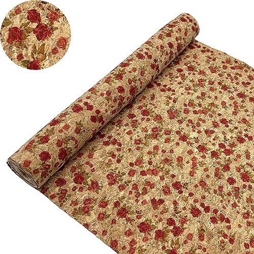 Image of SorenCut Cork Fabric Roll 12 x 52 Inch - Plum Blossom Print Cork Leather Fabric for Earrings, Bow Making, Bags, Wallets & DIY Sewing Projects - Vegan Leather Alternative Craft Sheet