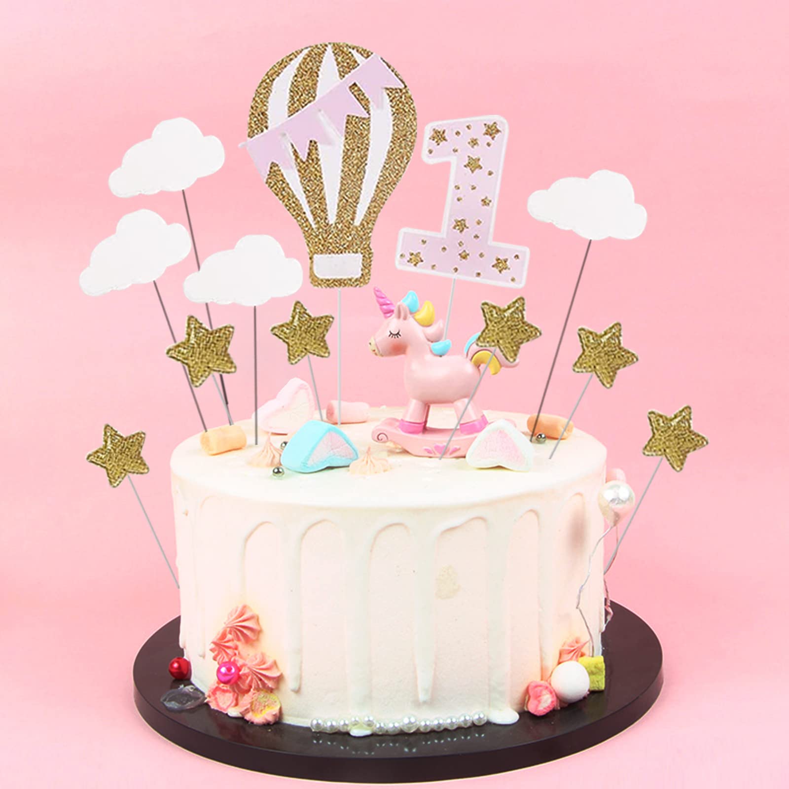 Topper Per Torta Rocket Spaziale - Decorazione Glitterata Argento Per 1° Compleanno, Tema Celestiale - Foto 4