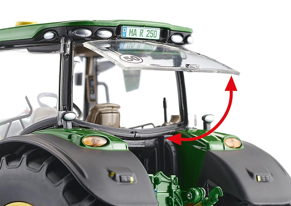 WIKING 077870 John Deere 6R 250 Modelltraktor, 1:32, Metall/Kunststoff, Ab 14 Jahre, Viele Funktionen, Motorhaube zum Öffnen, Bewegliche Ober- und Unterlenker, Inkl. Frontgewicht