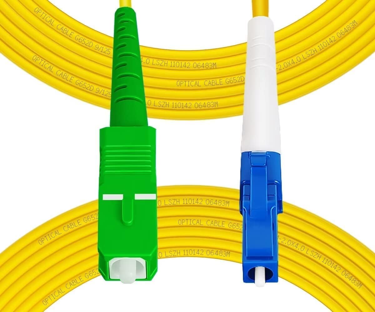 Fibergaga-3M(10ft) OS2 LC/UPC to SC/APC Fiber Patch Cable Single Mode, Simplex, Length Option: 0.5M(1.6ft)-50m(164ft) 9/125µm 2.0mm Diameter Fiber Optic Cords, OS1/OS2 Compatible -5pack