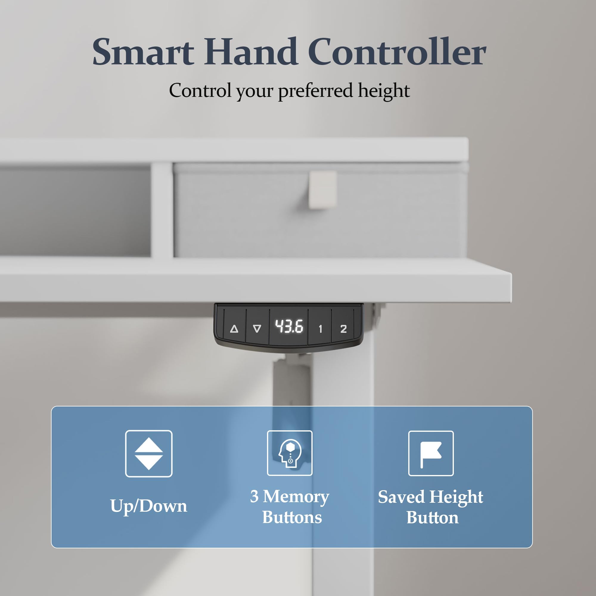 Klicelor 48 Inch Electric Standing Desk with Drawers Adjustable Height Small Sit Stand Desk for Home Office Compact — view 7
