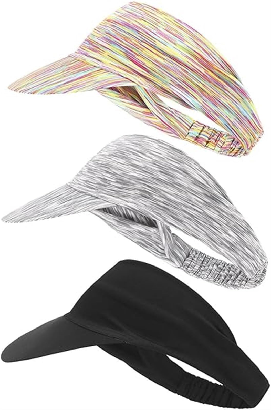 THE WHITE SHOP 3 Pcs Sun Hat Visors for Women Men,UV Protection Sports Visor Cap for Sports Beach Golf Hiking