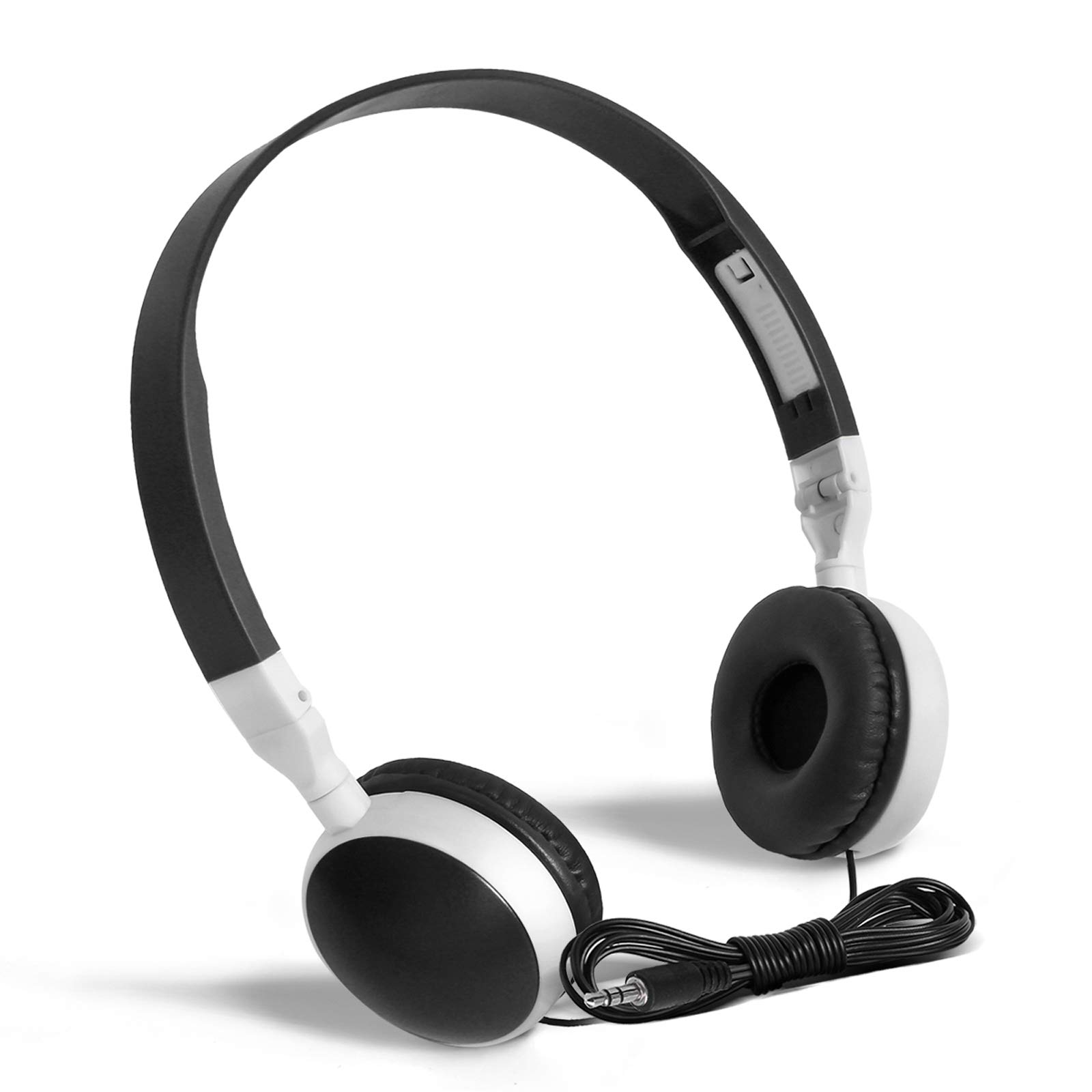 white bulk classroom headphones with foldable design for kids