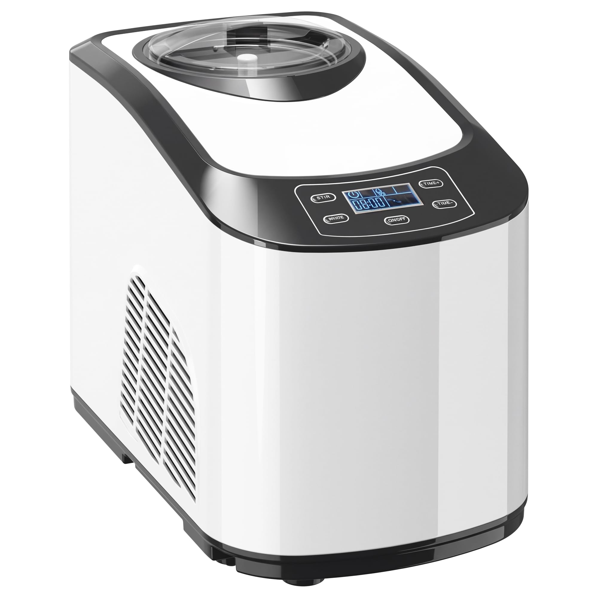 HOMCOM Eismaschine 1,5L mit Soft-Eis-Modus & Hart-Eis-Modus LCD Display | Eiscrememaschine, Speiseeisbereiter, Frozen Eisbereiter Speiseeismaschine, Messbecher, Schaufel, 45 Min., DIY Eiscreme