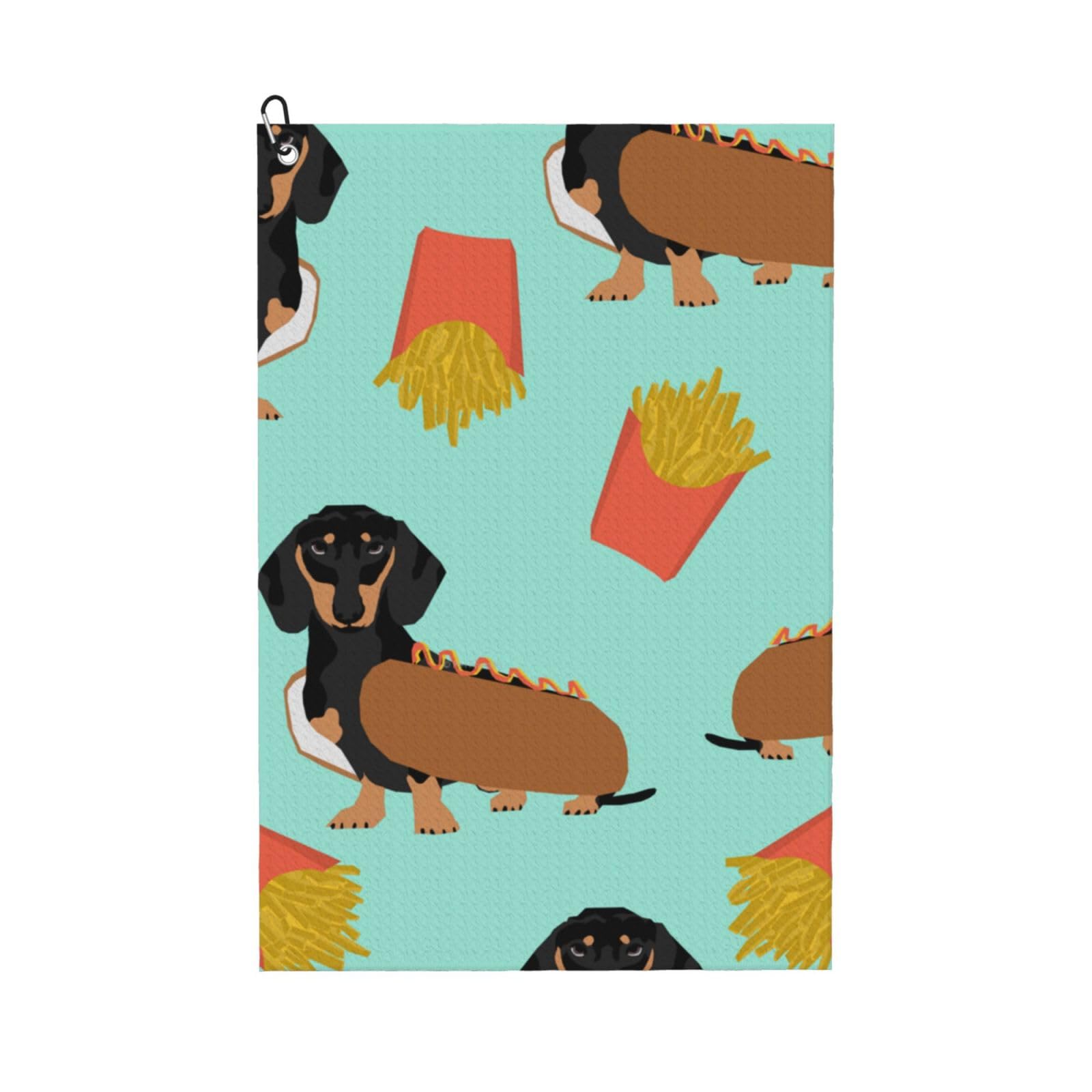 Hnnkloy Sausage Dog Dachshund, 16x24 in Portable Waffle Golf Towels with Carabiner Clip for Golf Bag