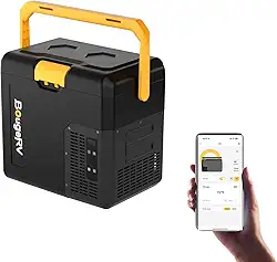 BougeRV CRH Geladeira de 12 volts, geladeira de carro 19QT, geladeira de carro, freezer portátil de 18 L, -4 ~ 20 °C, 12/24 V CC, 110 ~ 240 V CA, ideal para 2 pessoas, viagens rodoviárias, caminhões