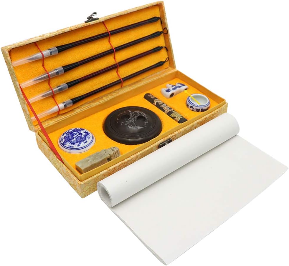 Wancetang Chinese Calligraphy Sumi Set for Chinese Calligraphy Lovers Brush Writing/Painting(12 Items)