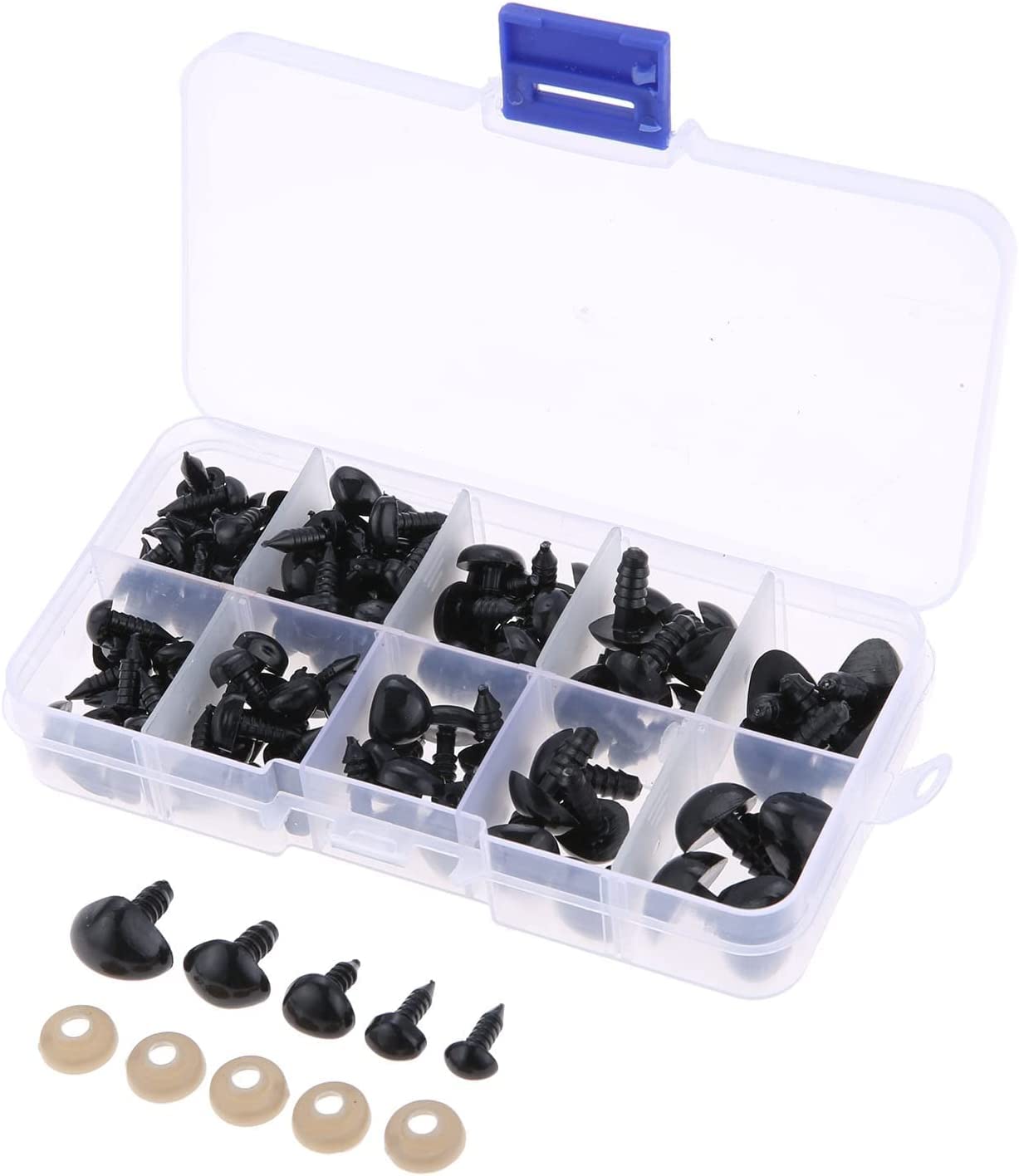 100 Piezas 10/12mm Color De Plástico Artesanía De Seguridad Ojos Nariz