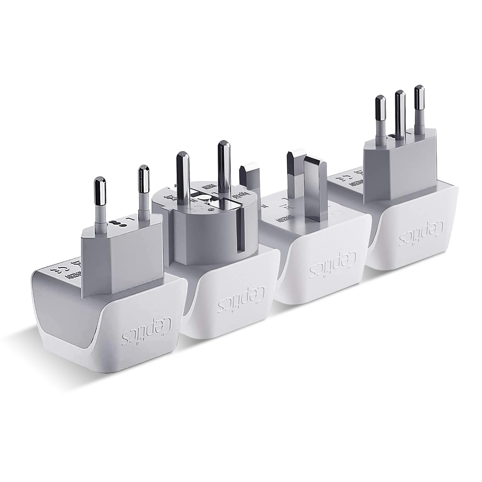 Ceptics European Plug Adapter 4 Pack Set, USA to Europe, Italy, Germany, England, Spain, Italy, Iceland, France (Type C, E/F, G, L) - for Your Cell Phones, Tablets, iPhone, Camera (CT-EU-4SET)Ceptics European Plug Adapter 4 Pack Set, USA t…