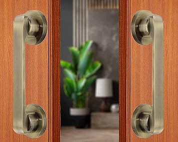 ARRI Shoppeble Queen Door Pull Handle 8 Inch for Main Door Accessories Fitting Kit,Fancy Brass Antique Finish Pack of 2 Pieces
