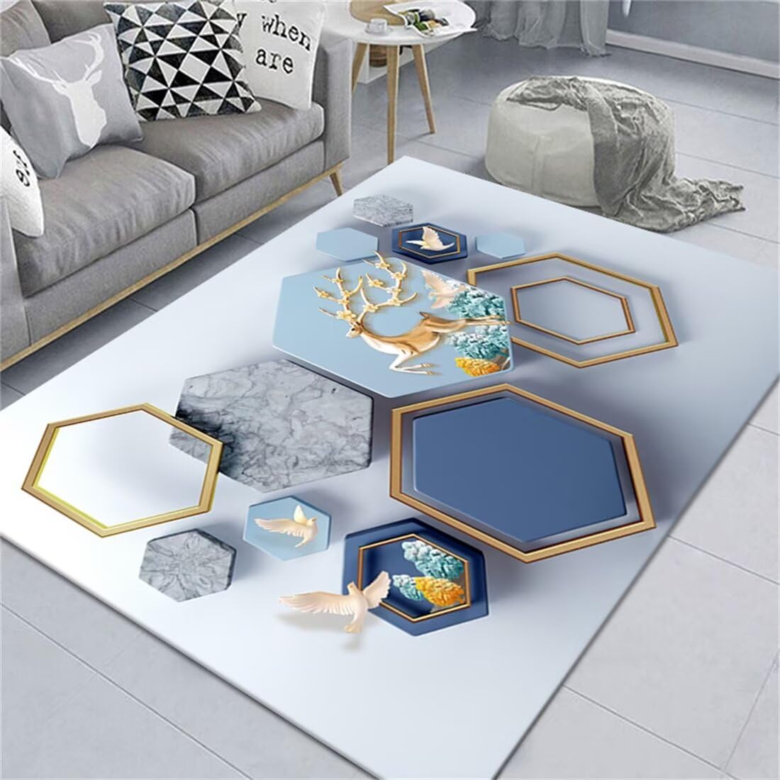 Tapis de dressing de luxe léger au motif géométrique gris