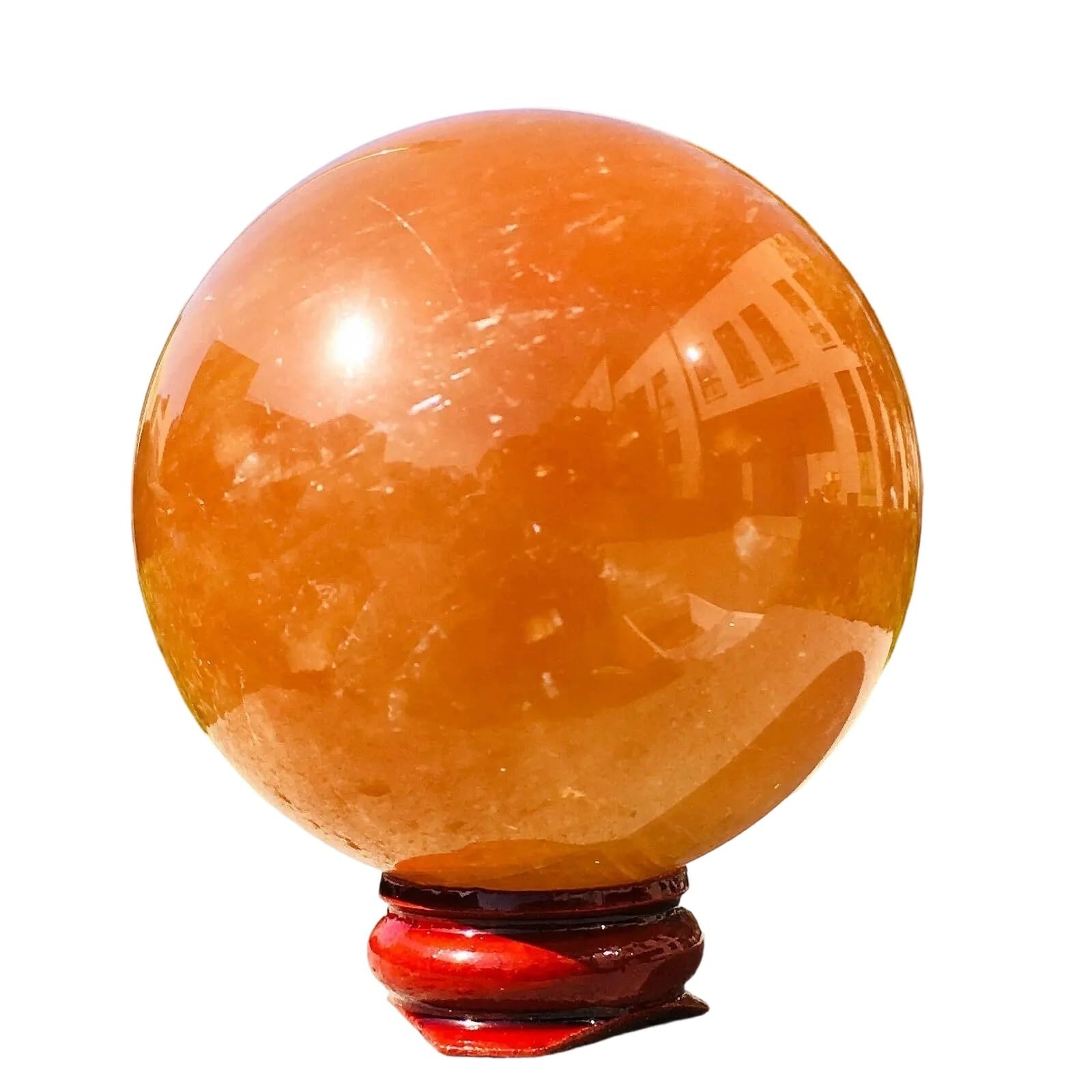 XZCASD Beautiful Natural Yellow Calcite Quartz Sphere Crystal Ball for Emotional Balance and Decor(500-600g)