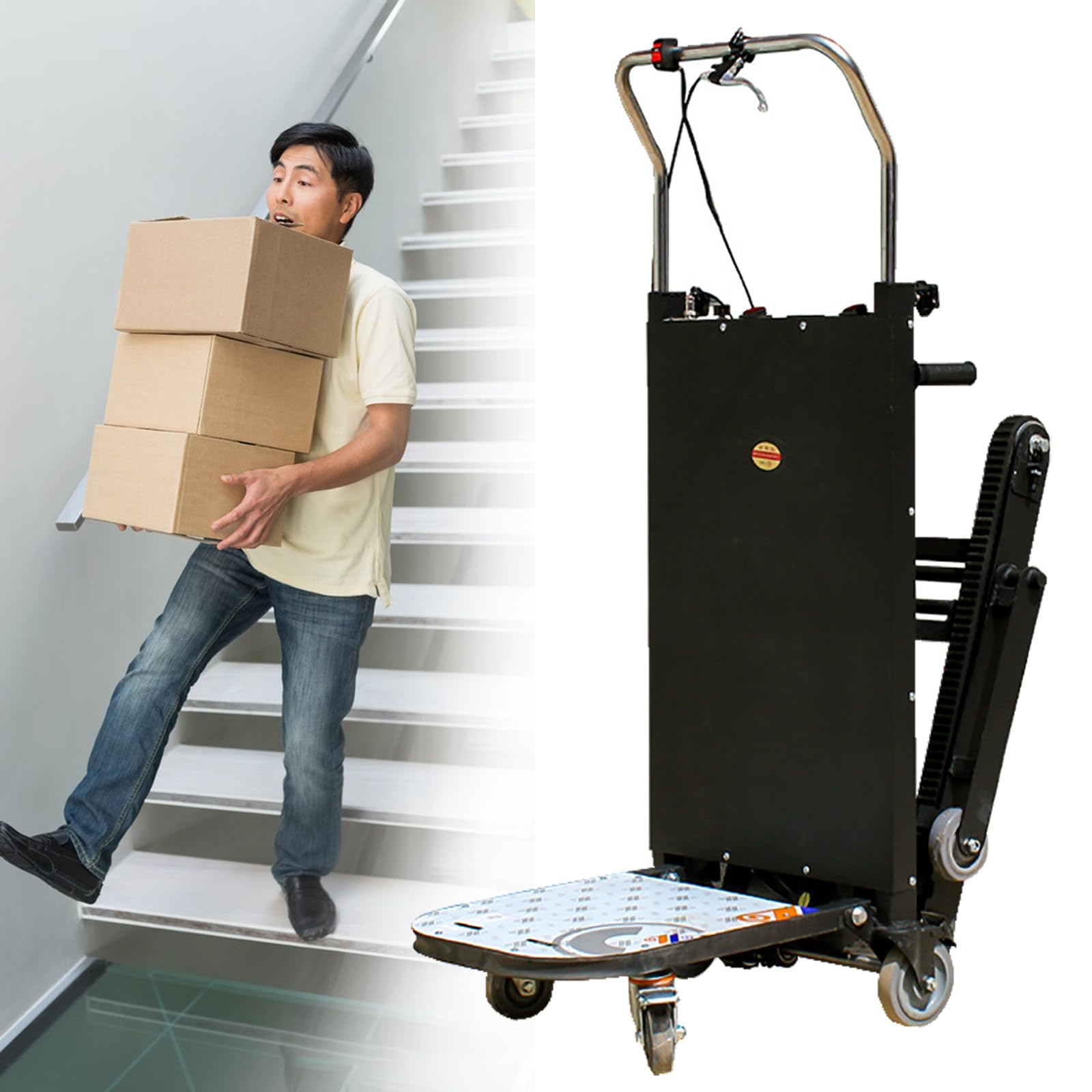 Electric Stair Lift Platform Lift, Stair Lift Trucks, Max Load 1102 Lbs, Heavy Duty Trolley with Solid Wheels and Battery