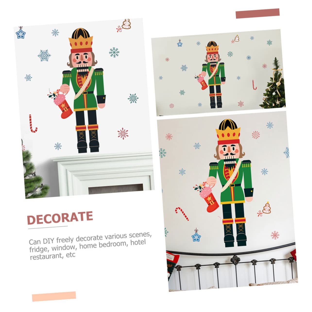 PRETYZOOM 4 Hojas Pegatinas Navideñas para Ventanas Feliz Navidad Calcomanías De Pared Pegatina De Cascanueces De Navidad Calcomanías De Ventana De De Nieve De Polivinilo