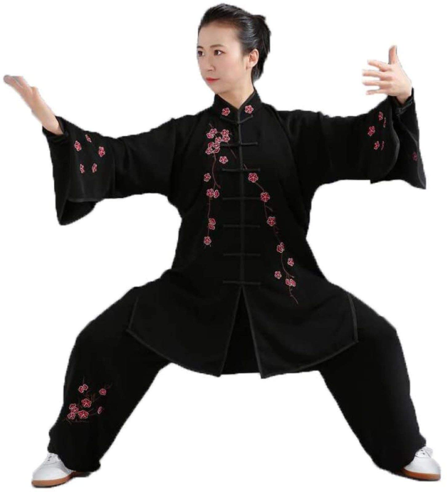 Tai Chi Jednolite Kobiety, Chińskie Tradycyjne Mundury Tai Chi Shaolin Kungfu Ubrania Bawełniane Garnitury Sztuki Walki Wing Chun Odzież, Czarny-L