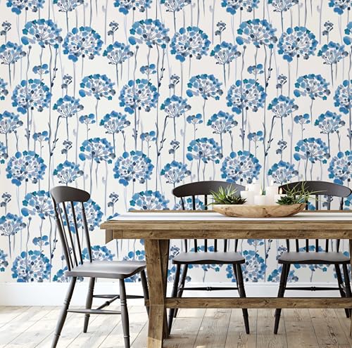 Papier peint imperméable bleu pour masquer les défauts des murs