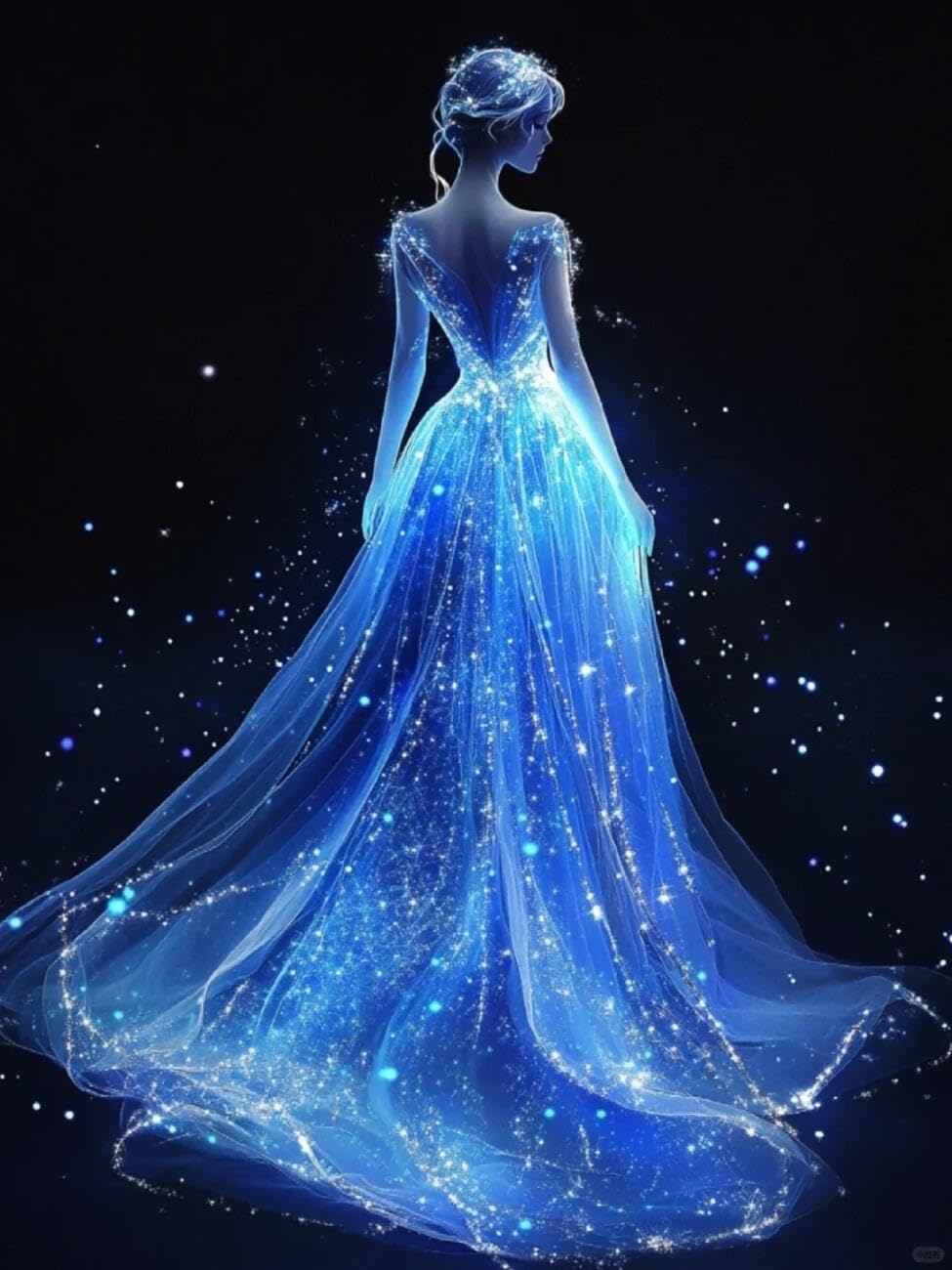 RKFLGEW DIY Bead Embroidery Kits Fantasy Wedding Dress 30x40cm