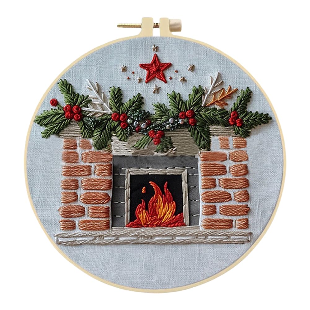 LYEAA Winter Cotton Stamped Embroidery Cross Stitch painting Kit 25x25cm DIY Needlepoint for Beginners