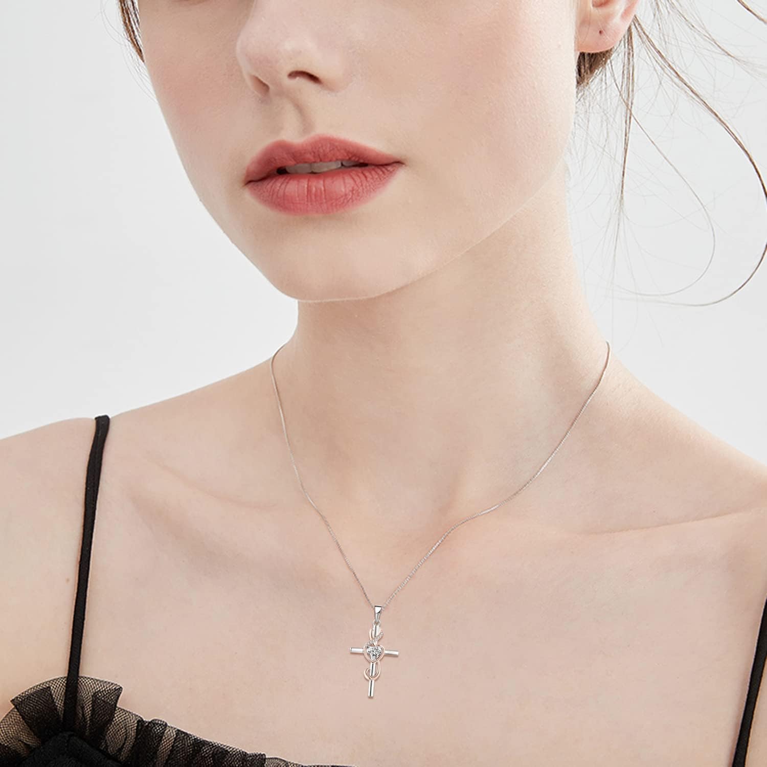 STARCHENIE Women's Note Cross Necklace Sterling Silver Crucifix Pendant Treble Clef Jewelry for Music Lover - Image 2