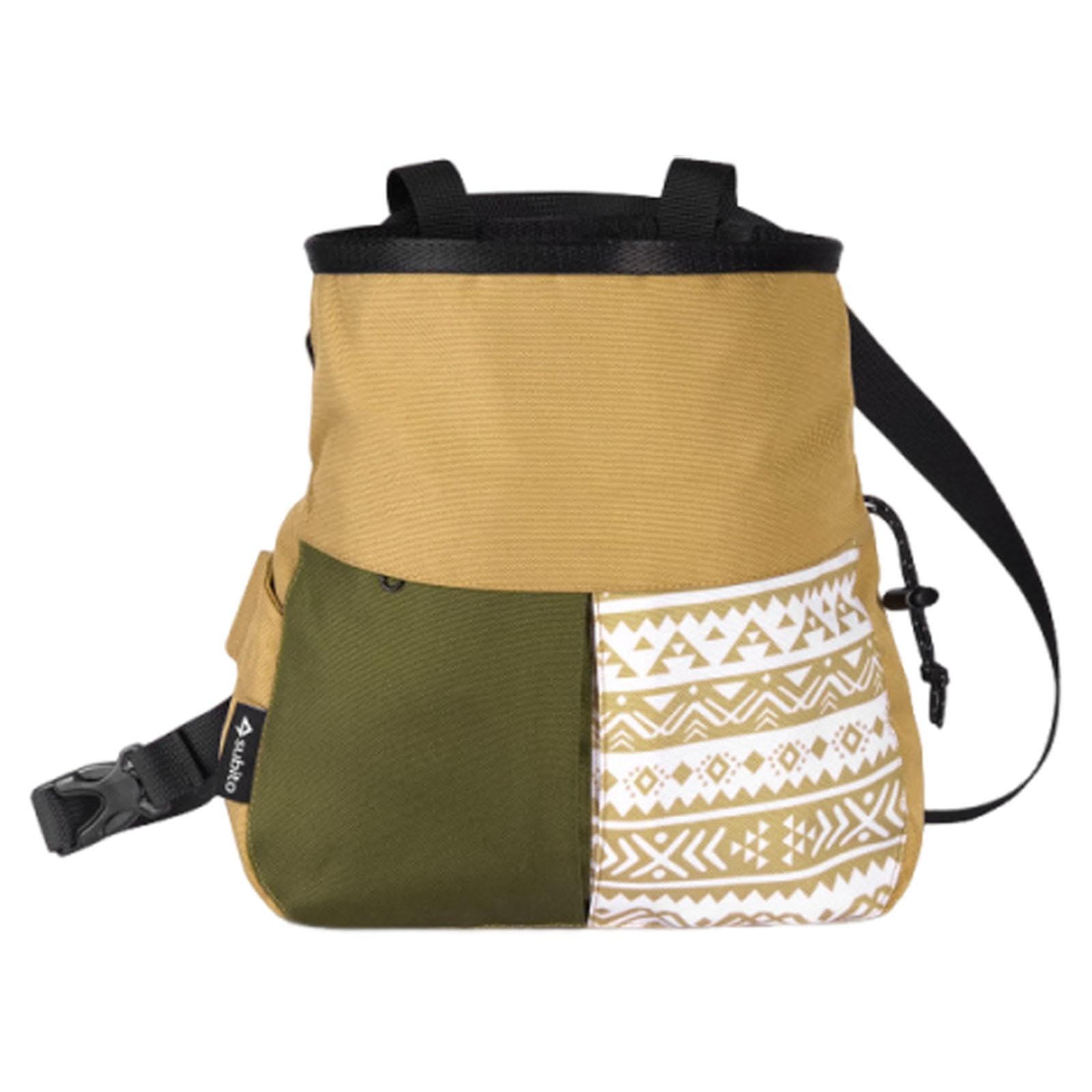 Borsa Porta Magnesite da Arrampicata con Ampia Apertura, Chiusura Sicura, Materiale Oxford, Adatta per Arrampicata in Palestra E All'aperto, Cachi Grande