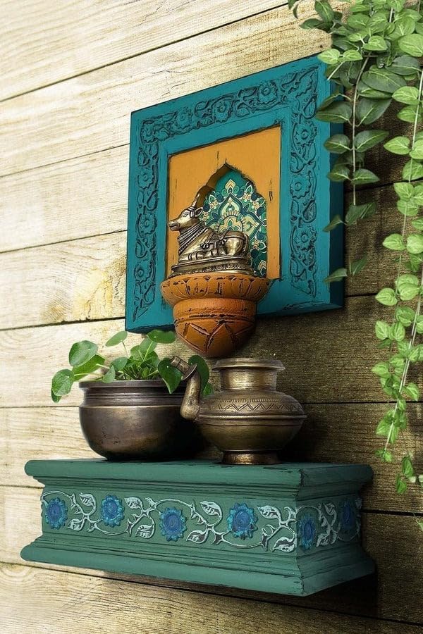 J.L.HOME DECOR Hand Carved Wooden Wall Shelf-image-12