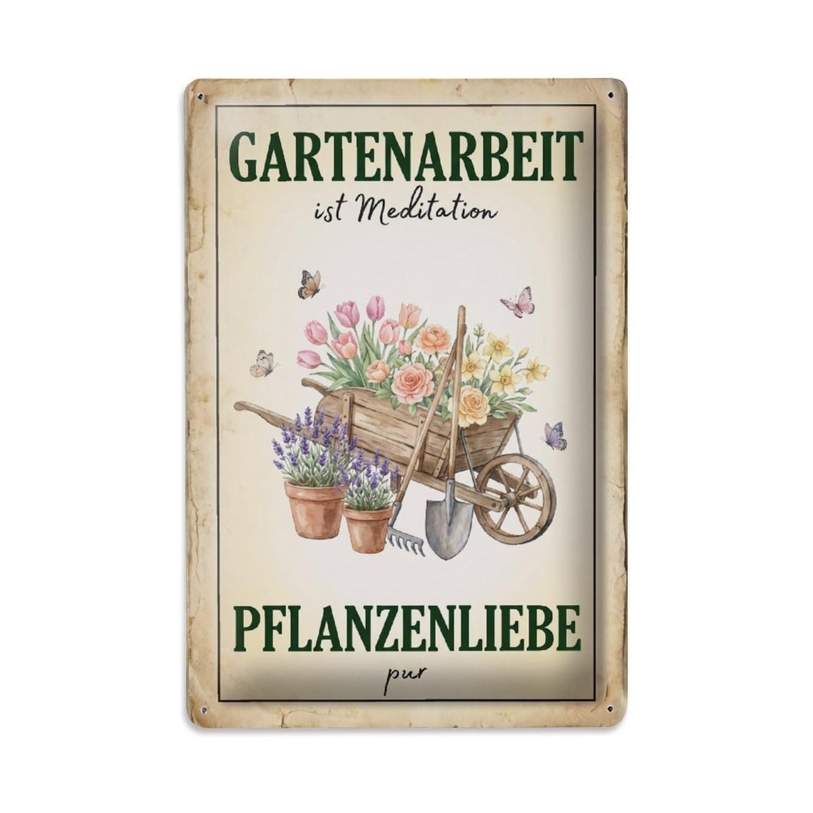 Vintage Funny Garden Work Meditation Rustic Gate Composting Metal Tin Sign Plaque Wall Decor for Cafe, Club Bar, Office, Garden Metal Poster 8x12Inch