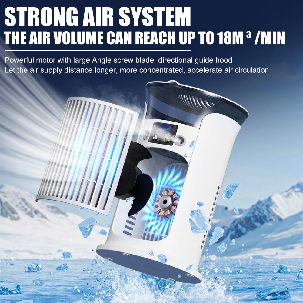 Mobile Klimaanlage Mini Klimagerät Luftkühler 800ml Wassertank Verdunstungskühlung Leise Weiß