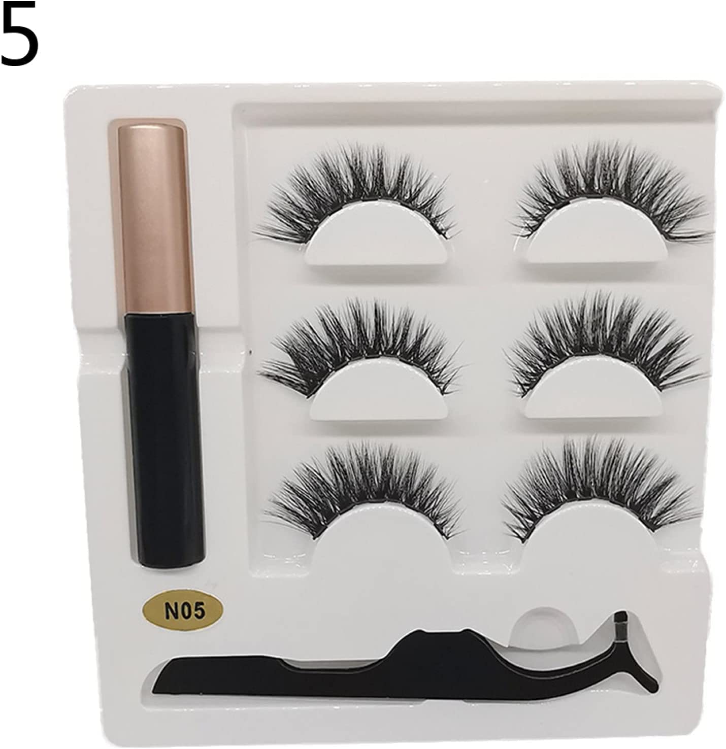 MILEVO Pestañas postizas Pestañas postizas, 3 Pares de pestañas postizas 3D magnéticas Pinzas de delineador de Ojos líquido Kit de extensión de pestañas - 04