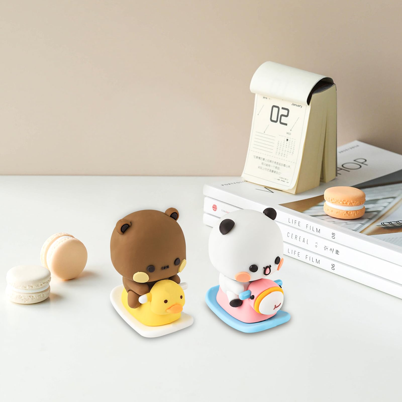 Quixotical Bubu Dudu Figure 2 Pezzi Bubu Dudu Statuetta Oscillante, Panda Simpatica Decorazione Per Cruscotto, Statua Di Orso Panda Per Auto, Ufficio